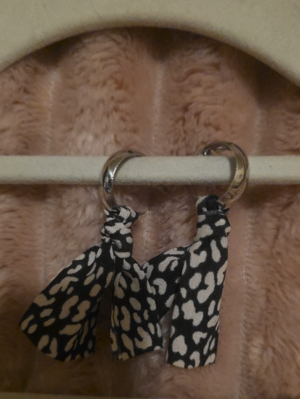 torrid Black and White Huggie Hoop Earrings with Fabric Tassels